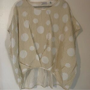 Patrizia Luca Milano Yellow Gold Dolman High Low Textured Tunic Top L/XL